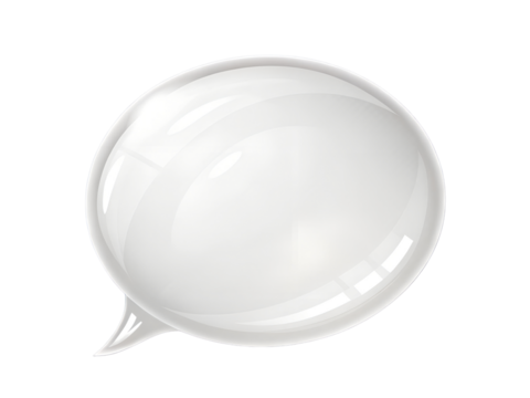 White speech bubble with glossy effect isolated on transparent background