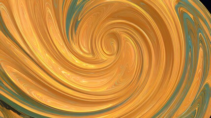 Abstract swirl illustration in vibrant gold and teal colors, creating a dynamic visual effect, perfect for backgrounds or artistic projects with a sense of movement and energy