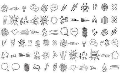 Collection of hand drawn doodle icons and symbols