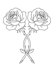 Minimalist Black Rose Line Art Illustration