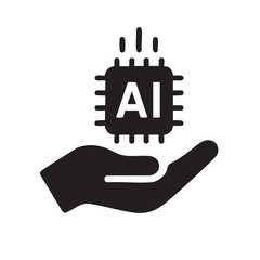 Fototapeta premium A hand gently cradling a microchip with the letters ai signifying artificial intelligence technology support
