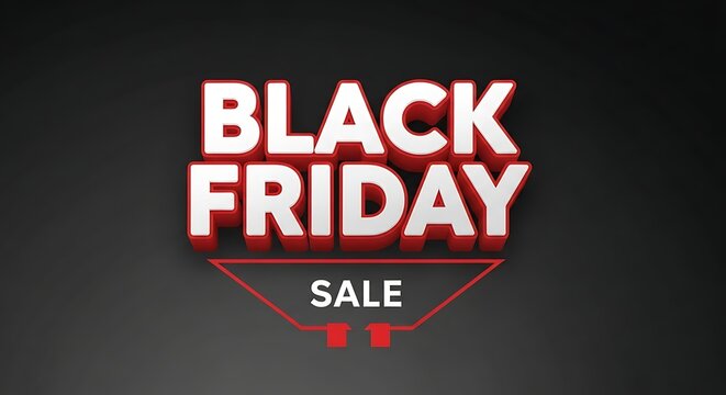 Black friday sale advertisement with bold text on a dark gray background