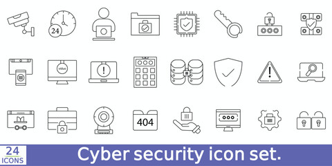 Cyber security icon set. Data protection related line icons