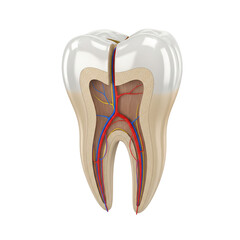 Anatomical cross section of a human tooth isolated on transparent background