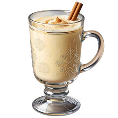 Eggnog in a festive glass, isolated on transparent background ultrarealistic