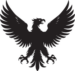 Obraz premium Eagle Silhouette Vector with Spread Wings – Flying Eagle Logo Design