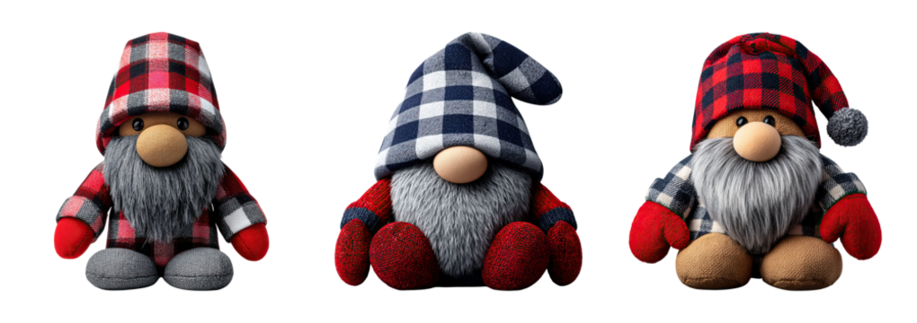 Plaid gnome doll patchwork quilt craft embroidery cozy handmade holiday decor soft toy