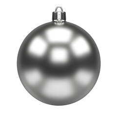 Shiny silver bauble, isolated on transparent background ultrarealistic