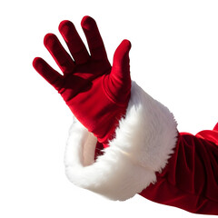 Santa glove waving, isolated on transparent background ultrarealistic