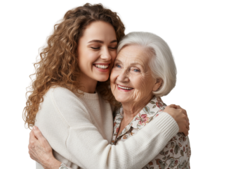 Warm Embrace Granddaughter Hugging Happy Grandmother