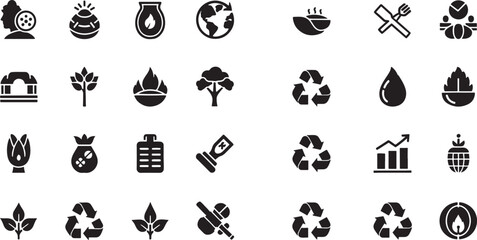 Collection of eco friendly and sustainable lifestyle icons vector set