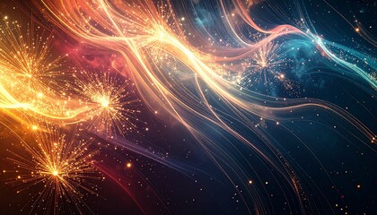 Dynamic abstract background with vibrant lights and energy trails, perfect for tech presentations or futuristic designs, create a stunning visual impact now