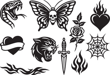 Vintage Tattoo Collection with Neo Tribal and Y2K Elements.