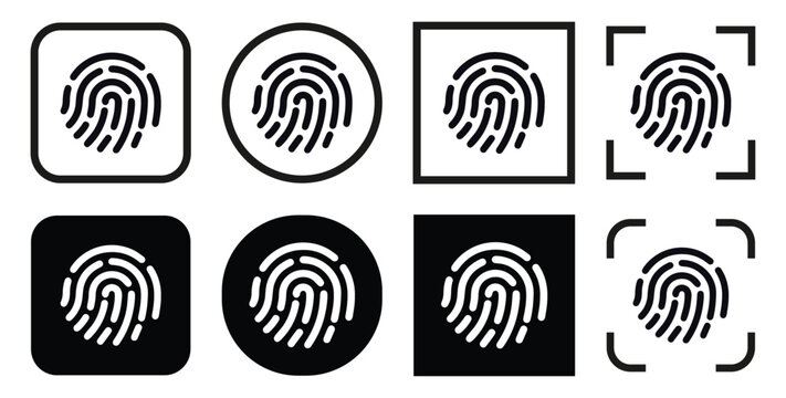 Fingerprint icon Graphic vector set. Fingerprint icon flat illustration set logo.  Biometric authentication for security and access control. 