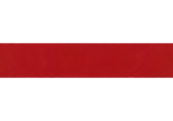 Red Fabric Ribbon with Stitched Edges, Cut Out, Clipping Path, Isolated on a Transparent PNG Background.