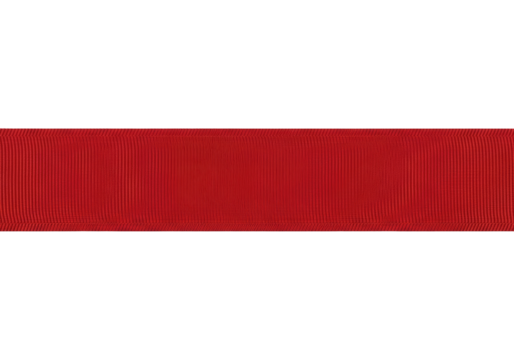 Red Fabric Ribbon with Stitched Edges, Cut Out, Clipping Path, Isolated on a Transparent PNG Background.