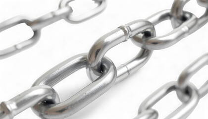 Fototapeta premium Two Interlocking Polished Titanium Chain Links. Hyper-Realistic 3D Connection and Link Symbol. Elegant Metal Strength Icon.