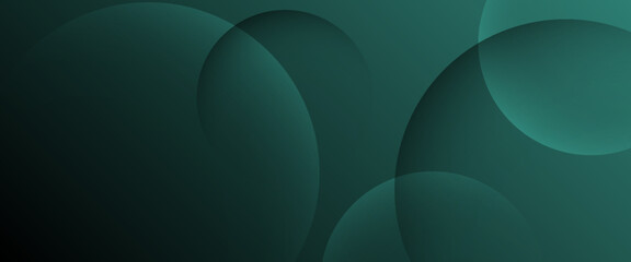 Minimal abstract circles vector gradient background. Dark green background with overlapping circular shapes.