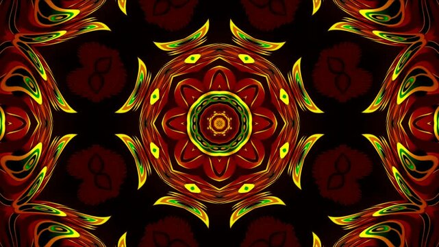 Bright Geometric Floral Shape Pattern Mandala Kaleidoscope VJ Loop