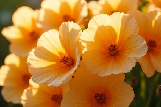 Orange daisy flowers background. Themes related to gardening, seasonality, happiness, spring, and natural well being