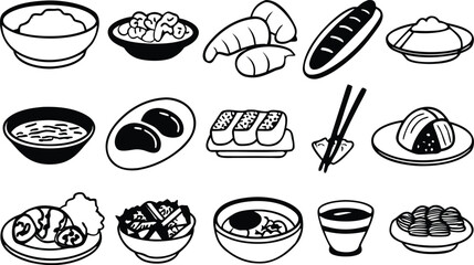 World cuisine icons vector bundle delicious food illustrations scalable eps graphics