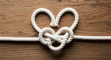 Rustic Rope Heart on Wooden Background – Symbol of Love and Craft