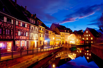 Panoramic view of Colmar Village at Christmas Time, Alsace, France