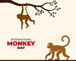 International Monkey Day. 14 December. Template for background with banner, poster and card. Flat illustration. Jpeg format.