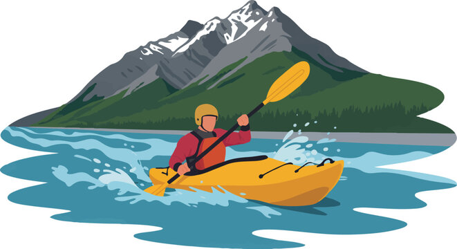 Kayaking Paddling River Whitewater Adventure Sport Recreation Outdoor Activity Water Sport Mountain Landscape Nature Tourism