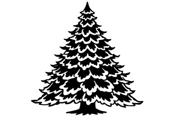 Obraz premium Green pine fir tree Christmas vector illustration design with star for winter holiday celebration