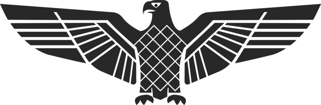 Icon of a Roman or Italian eagle with open wings and in the form of a black silhouette.