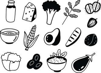 Vegan plant based food icons bundle scalable vector graphics for healthy eating and lifestyle