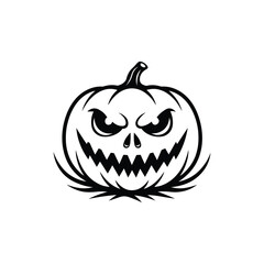 halloween pumpkin silhouette with scary face vector.eps