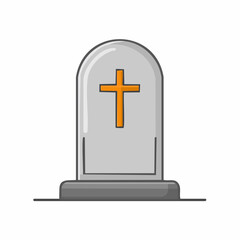 Fototapeta premium Tombstone with Cross Symbol for Death Memorials or Religious Cemetery Grave Markers Memorial Day