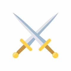 Crossed swords icon symbolizing combat challenge strength and power simple vector graphic illustration