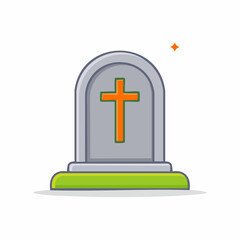 Obraz premium Flat design tombstone with cross and sparkle