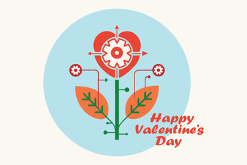 Valentine Amor Veritas Botanical Clockwork Vector | Happy Valentine's Day 