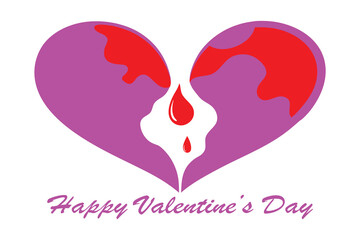 Valentine Duality Liquid Earth Heart Vector| Happy Valentine's Day 