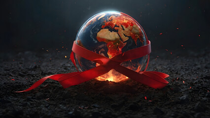 World AIDS Day Awareness &ndash; Red Ribbon Around the World for Hope and Care