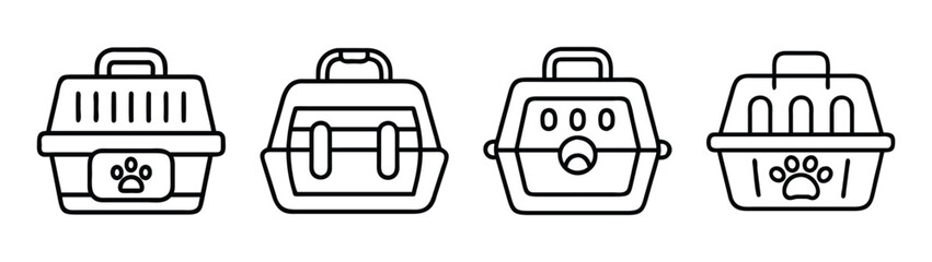 Pet carrier outline set vector illustration perfect for pet travel and veterinary visits design