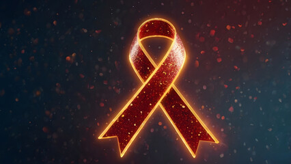 World AIDS Day Banner &ndash; Glowing Red Ribbon for Health and Humanity