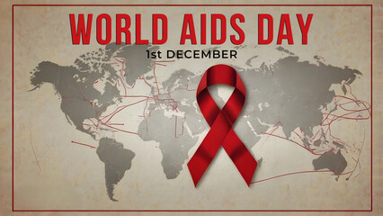 World AIDS Day Poster Red Ribbon Symbol of Hope and Support
