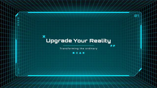 Digital hud vector graphic with a grid display. Futuristic interface with the text Upgrade Your Reality. Virtual reality and augmented reality concept.