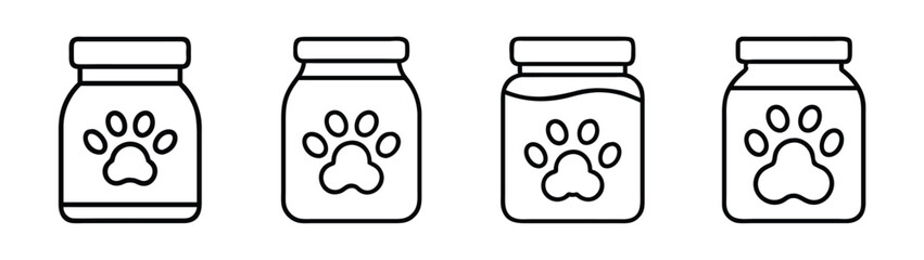 Dog paw print bottles vector illustration for pet care products and veterinary supplies design needs