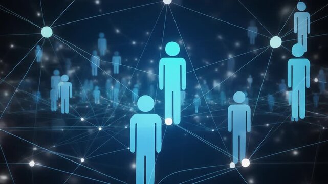 Abstract digital network connecting people icons forming a social or business connection concept - Powered by Adobe