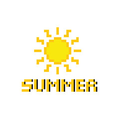 Obraz premium pixel summer icon 8 bit. Vector art logo for game 
