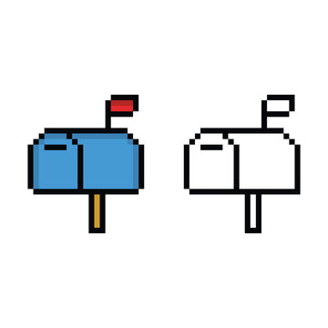 pixel mailbox  icon 8 bit. Vector art logo for game