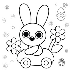 bunny riding scooter down little hill coloring page