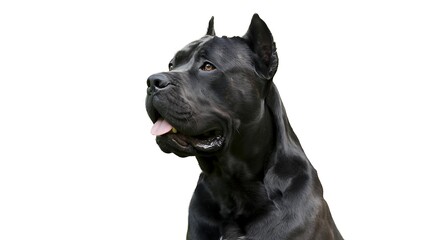 Majestic purebred black cane corso dog portrait gazing right