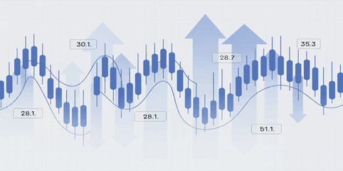 Stock Market Candlestick Chart Background: Financial Trading, Growth Data, and Investment Analysis Vector Template
